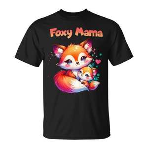 Camiseta Foxy Mama Mother Daughter Fox Kit con bonito mensaje para el Día de la Madre, manga corta, cuello redondo, unisex, para adultos, impresión digital - Product Image 1