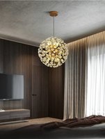Lustre en cristal Pissenlit, style Post-moderne, élégant, pour salon, LED doré, hauteur réglable, intensité variable, design Tournesol circulaire