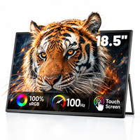 Moniteur portable tactile 18,5 pouces FHD IPS 100Hz ultra-fin 15 mm avec double USB-C et HDMI pour ordinateur portable, idéal pour les voyages d'affaires