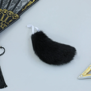 <span class=keywords><strong>Coiffe</strong></span> unisexe en peluche faite à la main, motif dessin animé, avec oreilles de bête simulées et queue d'animal, accessoires de costume Anubis pour poupée - Product Image 4