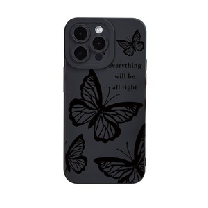 Stylish mát màu đen bướm in ấn chống sốc TPU trường hợp điện thoại cho Iphone 15 Promax 16 14 12 13 Chic hợp thời trang <span class=keywords><strong>Instyle</strong></span> thiết kế - Product Image 6
