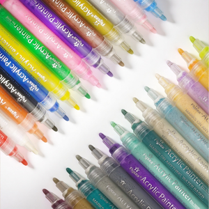 Stylos de peinture acrylique 28 couleurs Multi-Tip Diy Art Rock Marker Waterproof Metallic OEM Permanent Pen - Product Image 1