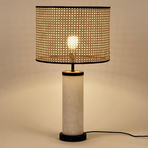 Nassi Italian Rattan <b>Table</b> <b>Lamp</b> 49cm High Led Light Source E27 Bulb <b>Base</b> Switch Control - Product Image 3