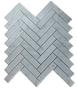 Carreaux muraux en mosaïque, pierre à mosaïque de marbre italien blanc, 12x12