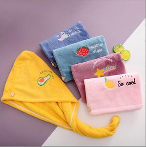 Cartoon Embroidered Terry Cloth Hair <b>Drying</b> <b>Towels</b> <b>Quick</b> Dry Rectangular For Home Adult Use - Product Image 1