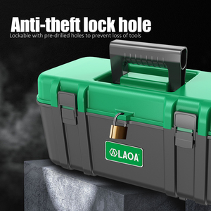 Caja de herramientas verde y negra mejorada LAOA, caja de herramientas grande para reparación del hogar, organizador de herramientas de mano de gran espacio, esplendor LaoA - Product Image 6