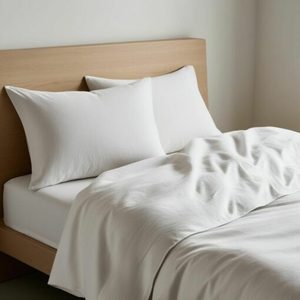 Ensemble de draps en coton blanc, taille king italienne, taies d'oreiller incluses - Product Image 3