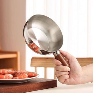 Modern Stainless Steel <b>Small</b> <b>Pot</b> with Wooden Handle Non-Stick Coating Sustainable Design for Noodle Snack Baby Food Milk Cooking - Product Image 5