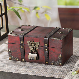 Vintage Wooden Storage <b>Box</b> With Combination Lock For Jewelry And <b>Documents</b> Desktop Organizer Decorative <b>Box</b> - Product Image 1
