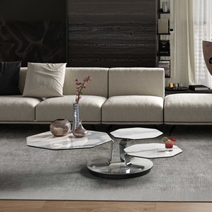 <span class=keywords><strong>Mesa</strong></span> de centro nórdica Simple para sala de estar, combinación <span class=keywords><strong>alta</strong></span> y baja, losa de roca de piedra anidada, <span class=keywords><strong>mesa</strong></span> de centro poligonal <span class=keywords><strong>gris</strong></span> ahumado - Product Image 2