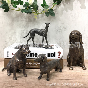 Figura de Perro de Imitación de Bronce, Galgo, Dachshund, Springer Spaniel, Decoración para el Hogar, Adorno de Escritorio, Resinas Sintéticas - Product Image 1