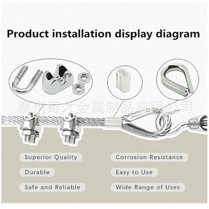 Stainless Steel Wire Rope Kit 165 Ft Vinyl Coated With <b>Hooks</b> And Hardware For <b>Car</b> Roof Rack Installation - Product Image 2