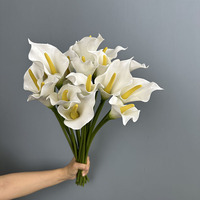 Fleurs artificielles en soie blanche de haute qualité en vrac pour hôtel, centre commercial, toucher réel, calla avec manches pour la décoration du salon