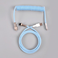 Cable de Datos con Conector de Aviación GX12 en Varios Colores, Cable de Aviación Enrollado Resistente para Teclado Mecánico, Máximo 3 Metros