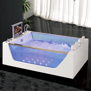 Moderna Bañera de Hidromasaje Independiente de Diseño Japonés con Jets de Aire, Diseño Rectangular de Vidrio para Villas con Accesorio de Drenaje - Product Image 6