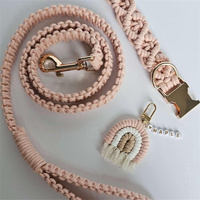 Design à la mode macramé animaux collier laisses ensemble collier de chien ensemble macramé collier de chien et laisse correspondant