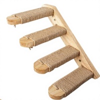 Étagère murale pour chat à 4 marches, escalier en bois pour chat, rampe à gratter en jute pour chats d'intérieur