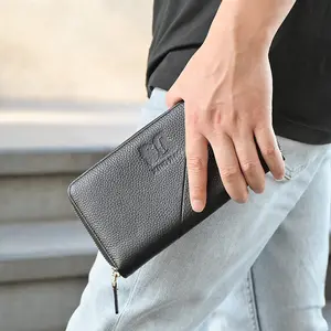 Wholesale Hot Selling Luxury Women Girls Ladies Black Purse Card Holder Genuine Real Leather Cowhide Pebble Leather Wallet