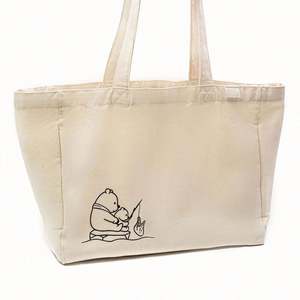 LILALILA Custom Print Recycled Cotton Large Shopping White Canvas Tote Bag - Product Image 3