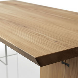 <span class=keywords><strong>Table</strong></span> à manger rectangulaire moderne <span class=keywords><strong>de</strong></span> haute qualité et durable avec plateau en bois massif et base en métal pour la maison et l'hôtellerie - Product Image 4