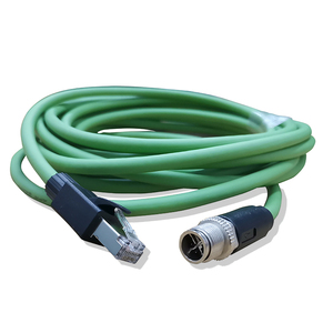 Câble Ethernet RJ45 Cat6 étanche CAT5E M12 Dcode vers connecteur RJ45, câble Ethernet vert - Product Image 1