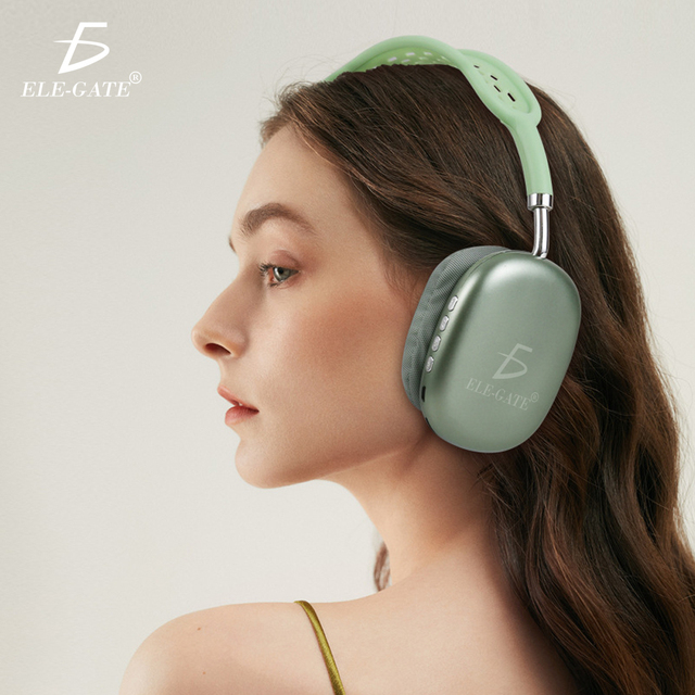 ELE-GATE for 5.3 Wireless Over-Ear Headphones with Noise Cancelling Hi-Fi Sound Type-C Charging-Green for Music & Gaming