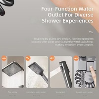 Set Shower Keramik Digital Display dengan Tombol Piano Poles, Tuas Tunggal, Semprotan Hujan Lembut, Keran Termostatik, Pemasangan di Dinding, untuk Villa