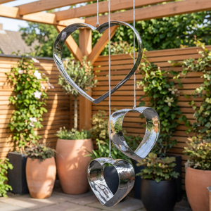 Silver Heart Hanging <b>Wind</b> <b>Chime</b> Outdoor Garden Decor Romantic Metal Heart Ornament for Patio Balcony Yard Home Decoration - Product Image 3