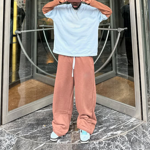 Custom Blank Baggy Jogger <b>Men</b> Cotton Custom Sweat Pants <b>Flared</b> Double Waist Sweatpants - Product Image 3