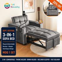 Canapé-lit inclinable 3-en-1 AntNovelty avec support pour téléphone et porte-gobelet, convertible pour petits espaces - Offre de septembre