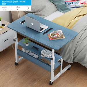 Bureau d'ordinateur moderne en bois réglable en hauteur avec roulettes et support pour ordinateur portable, bureau multifonctionnel avec rangement - Product Image 3