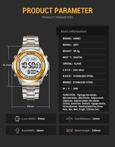 Reloj digital SKMEI 2097 para hombre, 10 opciones de color, 50M, resistente al agua, con alarma, cronógrafo, cronómetro y retroiluminación <span class=keywords><strong>EL</strong></span> - Product Image 5