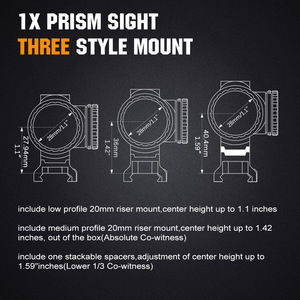 Ohhunt Optics <strong>1X</strong> <strong>Prism</strong> <strong>Scope</strong> Ipx7 Waterproof Red Green Illuminated Hunting <strong>Scopes</strong> with Multi Riser Mounts - Product Image 5