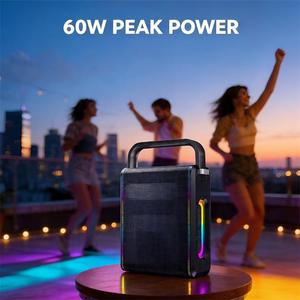 Máquina de Karaoke Portátil Remax, Altavoz Recargable de 60W de Potencia Máxima con 2 Micrófonos Inalámbricos y Correa de Soporte, Compatible con BT 6.0/AUX/USB/TF - Product Image 4