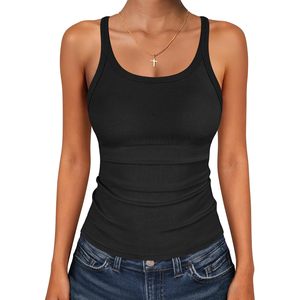 Camiseta sin mangas de punto acanalado para mujer FOXA, cuello redondo, ajuste ceñido, para entrenamiento, básica, transpirable, de algodón y elastano - Product Image 1