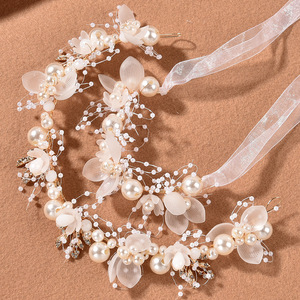 Accessoires de robe de <span class=keywords><strong>mariée</strong></span> pour filles, robe de cérémonie, bracelet de fleurs de poignet en perles fait à la main, ensemble de guirlande, coiffe pour <span class=keywords><strong>cheveux</strong></span> - Product Image 1