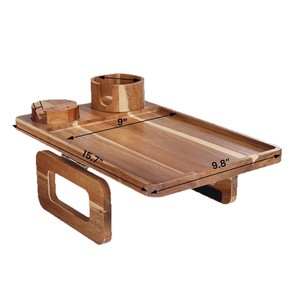 ถาดวางแขนโซฟาไม้ 40x25x7.3 ซม. ที่วางแก้วไม้อัดแข็งสำหรับเก็บอาหารว่าง - Product Image 5