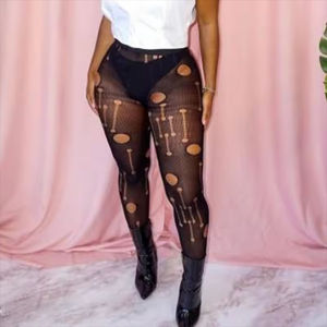 Viviblook Z109PT01 Women Leggings Retro Lace See Through <b>Tights</b> Jacquard <b>Tights</b> Fishnet Pantyhose Pants <b>for</b> <b>Ladies</b> - Product Image 2