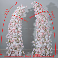 H184 Vente en gros usine de roses artificielles roses claires et blanches, pleines et dimensionnelles, en forme de corne, pour toile de fond de mariage et décorations de scène