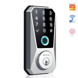 Upgrade Pl816 Plus Tuya App Smart Hout Deur Vingerafdruk Lock Wifi Enabled Key Card Opties Zinklegering Materiaal Ingebouwd Scherm