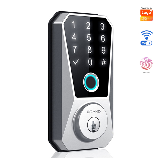 Upgrade PL816 Plus Tuya App Smart Wood Door Fingerprint Lock WiFi Enabled Key Card Options Zinc Alloy Material Built-In Screen