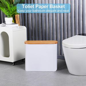 Organizador de Papel Higiénico al por Mayor con Tapa de Bambú, Cesta Plegable para Baño - Product Image 6