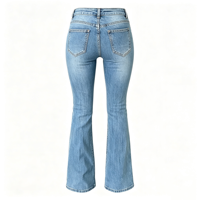 Jeans évasés rétro pour femmes, taille basse, en denim délavé, style tenue pour le thé du dimanche