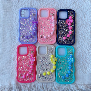 Coque de téléphone portable en TPU acrylique avec design créatif à paillettes et diamants, style grande vague, pour iPhone 6 7 8 Plus X Xr Xs Max - Product Image 5
