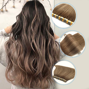 Extensiones de cabello humano alineadas con cutícula Natural cruda 100%, cinta de doble cubierta en extremos de cabello súper doblemente dibujados invisibles - Product Image 1
