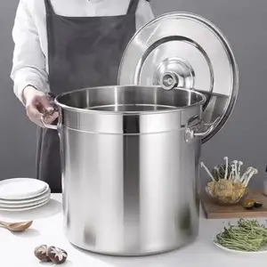 Metallo bollente zuppa industriale grande brodo da cucina in acciaio inox pentole acqua calda secchio con coperchio