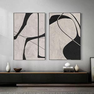 Haute qualité toile décorative peinture murale médiévale noir polygonale formes abstraites Illustration dessiné à la main Art moderne - Product Image 4