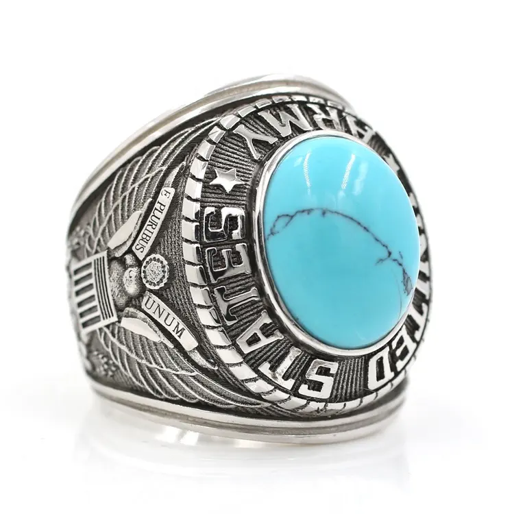 hot selling mens turquoise 925 sterling silver gold green rings turquoise stone rings