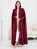 2026 Übergröße Einheitsgröße Abaya mit Knopfmanschetten Einfarbiger Kaftan Cardigan Polyester Maxikleid Miyake Plissierter Stil Robe