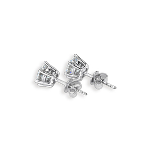 14k/18k مجوهرات من الذهب الأبيض/المجوهرات جولة شكل مويسانيتي الأحجار الكريمة القرط - Product Image 1